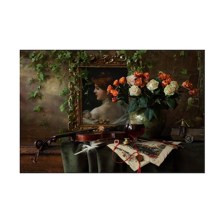 Trademark Fine Art Andrey Morozov 'Still Life With Violin And Flowers 4' Canvas Art, 22x32 1X13746-C2232GG